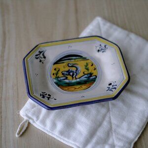 Vintage Hand Painted Portuguese Small Octagonal Ceramic Tray